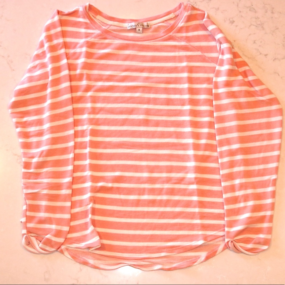 Pink/ white striped long sleeve Moa Moa shirt